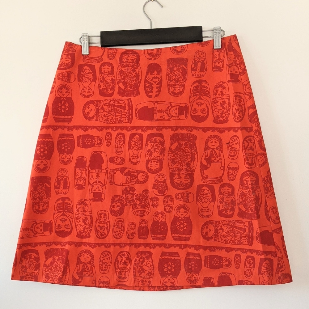Orange Russian nesting dolls A-Line skirt